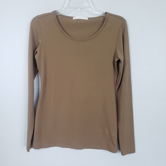 PERUVIAM CONNECTION Women's Long Sleeve Top Soft Stretchy Olive Green Sz S - Picture 1 of 5
